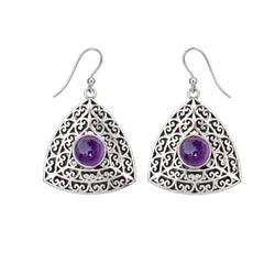 925 Silver Handmade Amethyst Round Gemstone Earring