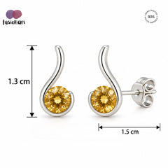 Comma – Citrine Silver Stud Earrings