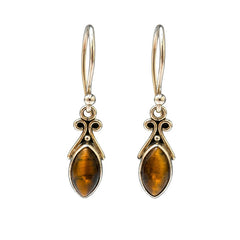 FUSIONARI 925 Sterling Silver Tiger Eye Gemstone Drop Earrings Jewellery