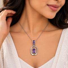 Vinyas Amethyst Silver Pendant