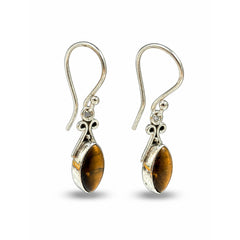 FUSIONARI 925 Sterling Silver Tiger Eye Gemstone Drop Earrings Jewellery