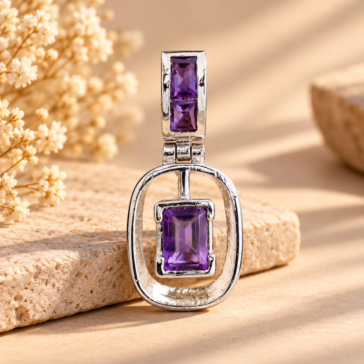 Vinyas Amethyst Silver Pendant