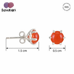 Bindi – Carnelian Silver Stud Earrings