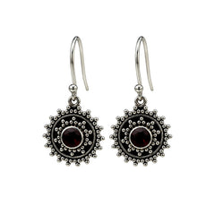 FUSIONARI 925 Sterling Silver Garnet Gemstone Drop Earrings Jewellery