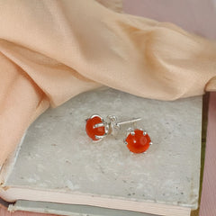 Bindi – Carnelian Silver Stud Earrings