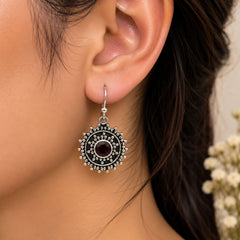 FUSIONARI 925 Sterling Silver Garnet Gemstone Drop Earrings Jewellery