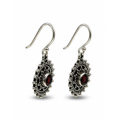 FUSIONARI 925 Sterling Silver Garnet Gemstone Drop Earrings Jewellery