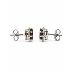 925 Sterling Silver Garnet Stud Earrings, Red Gemstone Stud Design