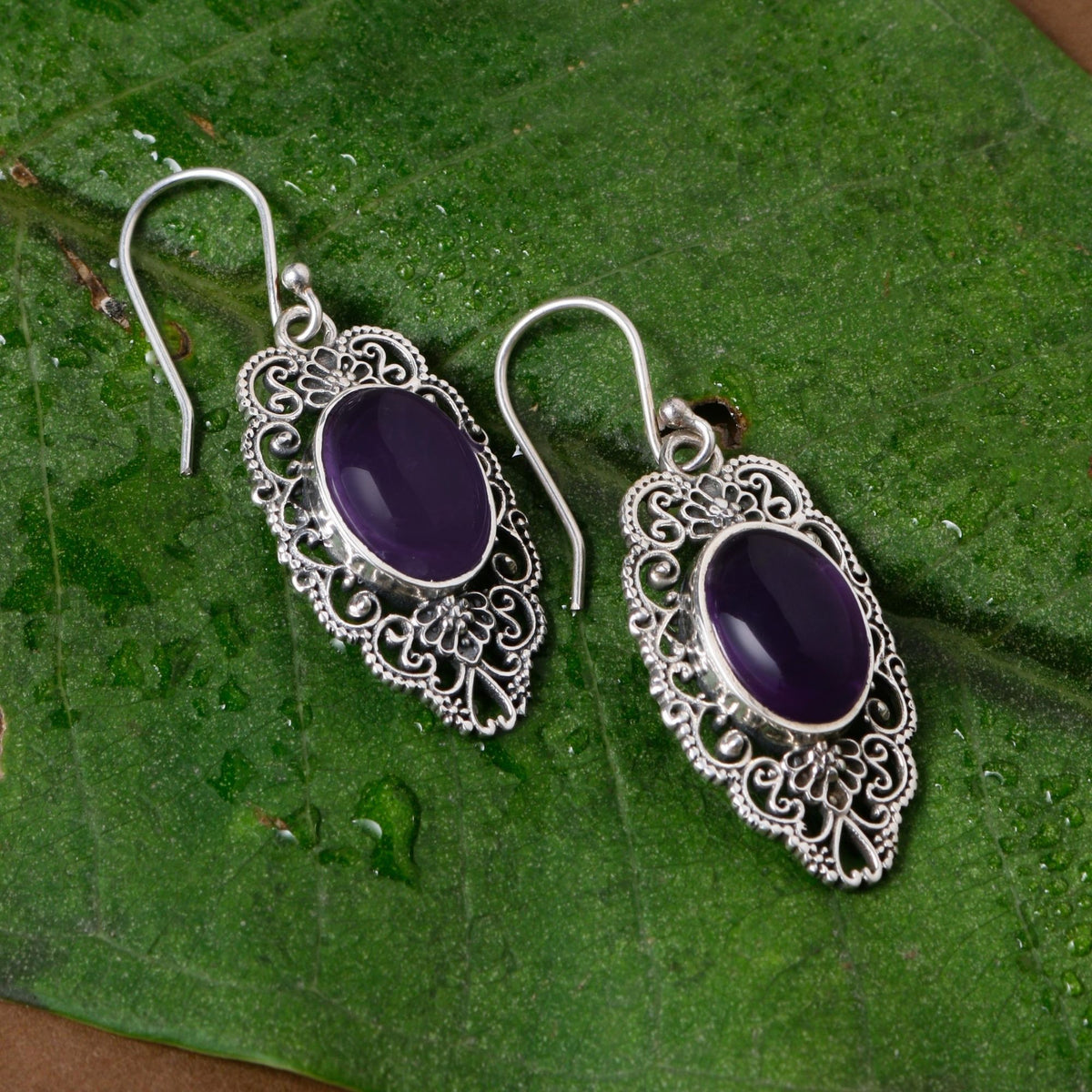 Toran – Amethyst Filigree Earrings