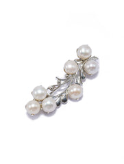 925 Sterling Silver White Pearl Cluster Leaf Brooch Pin for Women and Girls