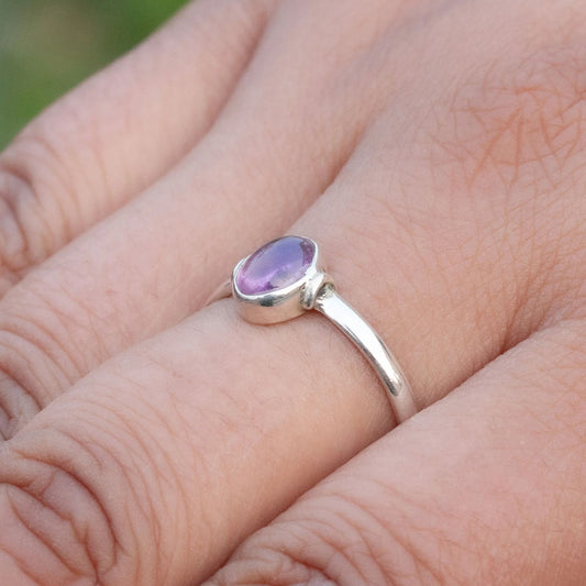 925 Sterling Silver Amethyst Ring for Women Handmade Gemstone Ring Adjustable Statement Jewelry Birthday Gift
