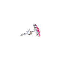 Chameli – Flower Ruby Silver Stud Earrings