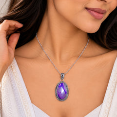 Purple Agate - Silver Pendant