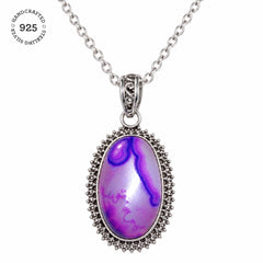 Purple Agate - Silver Pendant