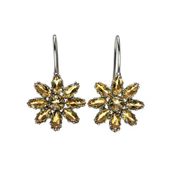 FUSIONARI 925 Sterling Silver Citrine Gemstone Flower Drop Earrings Jewellery