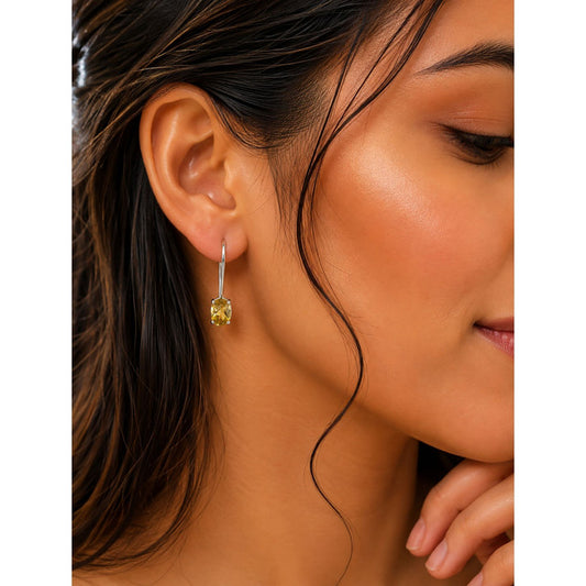 925 Sterling Silver Citrine Earring, Yellow Gemstone Handcrafted jewellary
