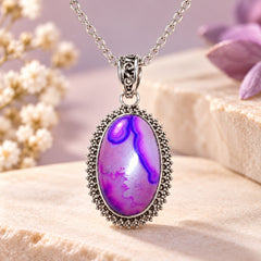 Purple Agate - Silver Pendant
