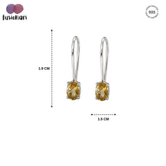 925 Sterling Silver Citrine Earring, Yellow Gemstone Handcrafted jewellary
