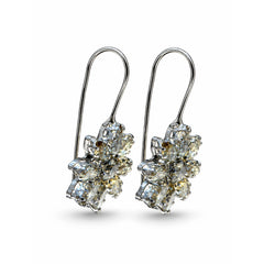 FUSIONARI 925 Sterling Silver Citrine Gemstone Flower Drop Earrings Jewellery