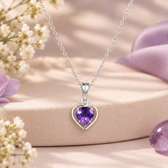 Anahata – Amethyst Silver Heart Pendant