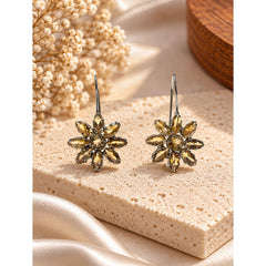 FUSIONARI 925 Sterling Silver Citrine Gemstone Flower Drop Earrings Jewellery
