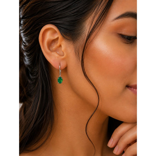 925 Sterling Silver Green Onyx Earring, Green Gemstone Handcrafted Jewellry