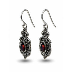 FUSIONARI 925 Sterling Silver Garnet Pear Shape Dangle Earrings