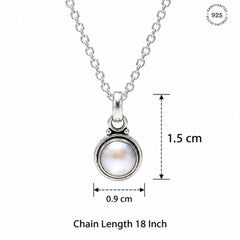 925 Sterling Silver Pearl Round Pendant Cabochon Cut Gemstone