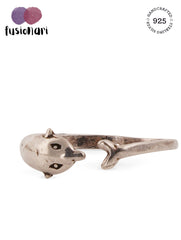 925 Sterling Silver Dolphin Design Adjustable Open Ring for Women