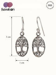 925 Sterling Silver Tree Pattern Hanging Earrings