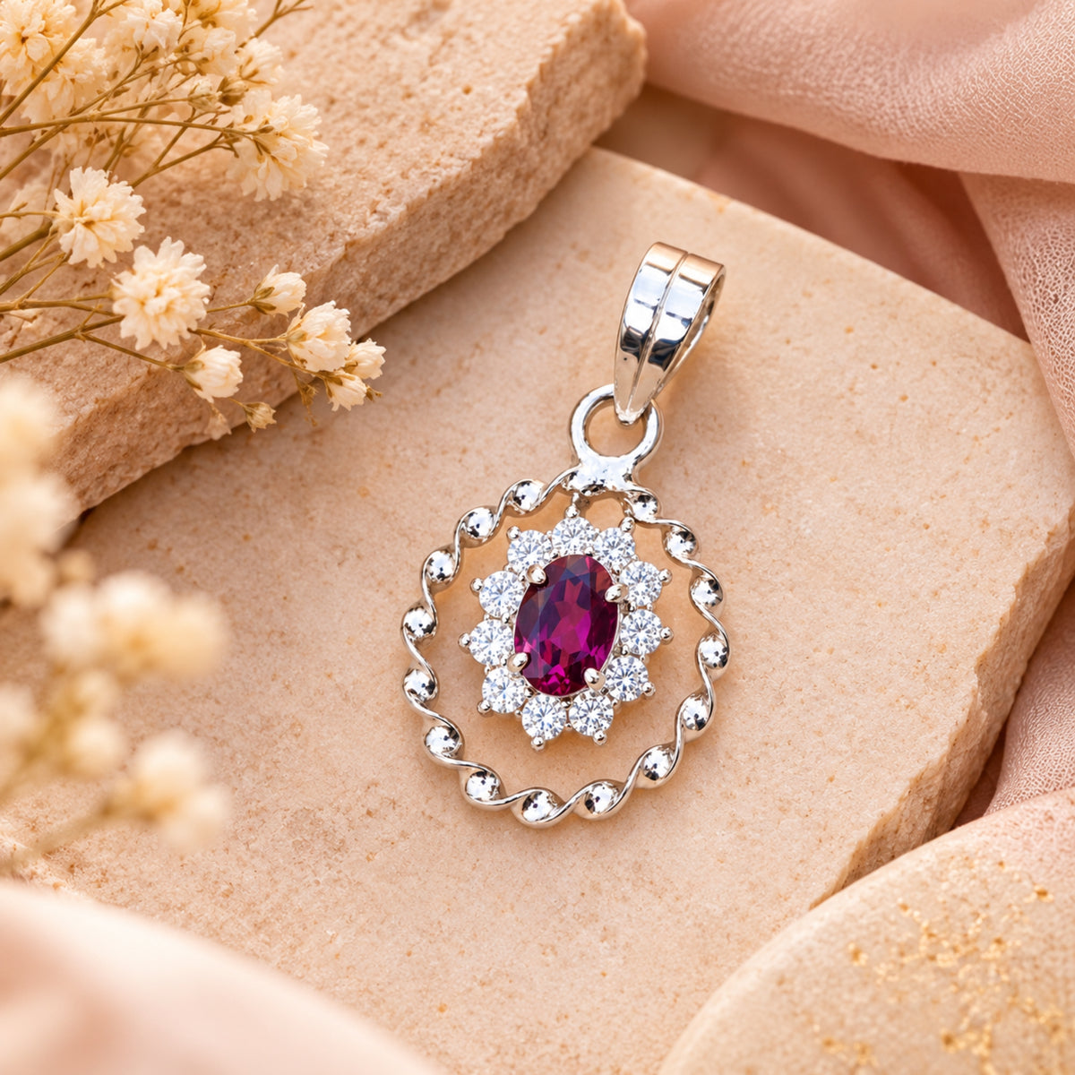Vanya Garnet Silver Pendant