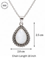 925 Sterling Silver Moonstone Gemstone Teardrop Pendant for Women