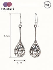 925 Sterling Silver Long Teardrop Dangle Earrings