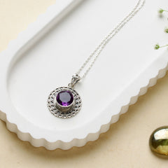 Kuhu – Amethyst Silver Pendant