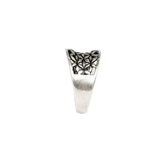 925 Silver Ring Geometric Lattice Openwork Pattern Band