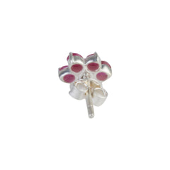 Chameli – Flower Ruby Silver Stud Earrings