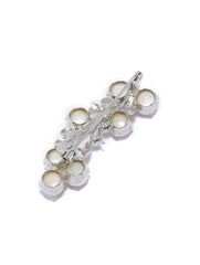 925 Sterling Silver White Pearl Cluster Leaf Brooch Pin for Women and Girls