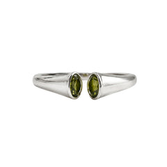 925 Sterling Silver Peridot Gemstone Open Band Ring for Women