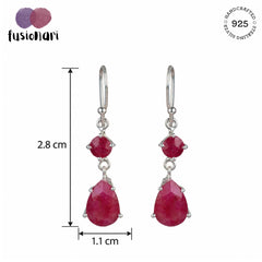 925 Sterling Silver Ruby Earrings for Women Handmade in Prong Setting With Earwire Clouser
