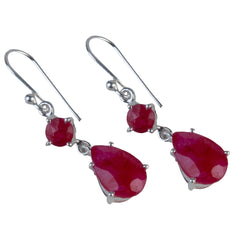 925 Sterling Silver Ruby Earrings for Women Handmade in Prong Setting With Earwire Clouser