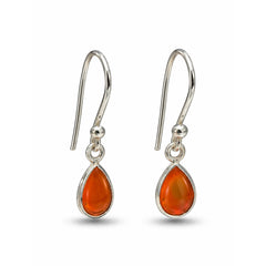 FUSIONARI 925 Sterling Silver Carnelian Teardrop Dangle Earrings