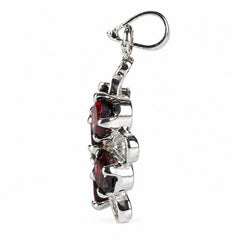 925 Sterling Silver Garnet Gemstone Flower Pendant For Women