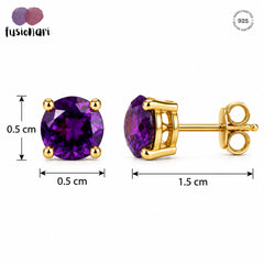 Dana –  Amethyst Gold-Plated Silver Stud Earrings