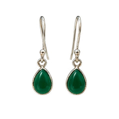 FUSIONARI 925 Sterling Silver Green Onyx Dangle Earrings