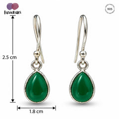 FUSIONARI 925 Sterling Silver Green Onyx Dangle Earrings