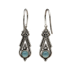 FUSIONARI 925 Sterling Silver Blue Chalcedony Teardrop Earrings