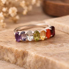 925 Sterling Silver Chakra Gemstone Ring – Handmade Chakra Jewelry for Women