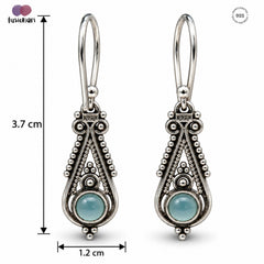 FUSIONARI 925 Sterling Silver Blue Chalcedony Teardrop Earrings