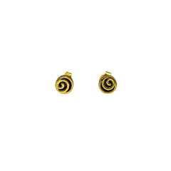 FUSIONARI 925 Sterling Silver Gold Plated Spiral Round Oxidised Swirl Stud Earrings
