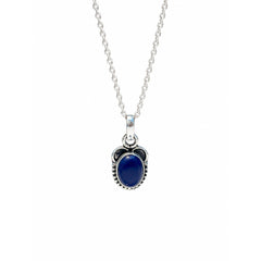 925 Sterling Silver Lapis Oval Pendant Cabochon Cut Blue Gemstone